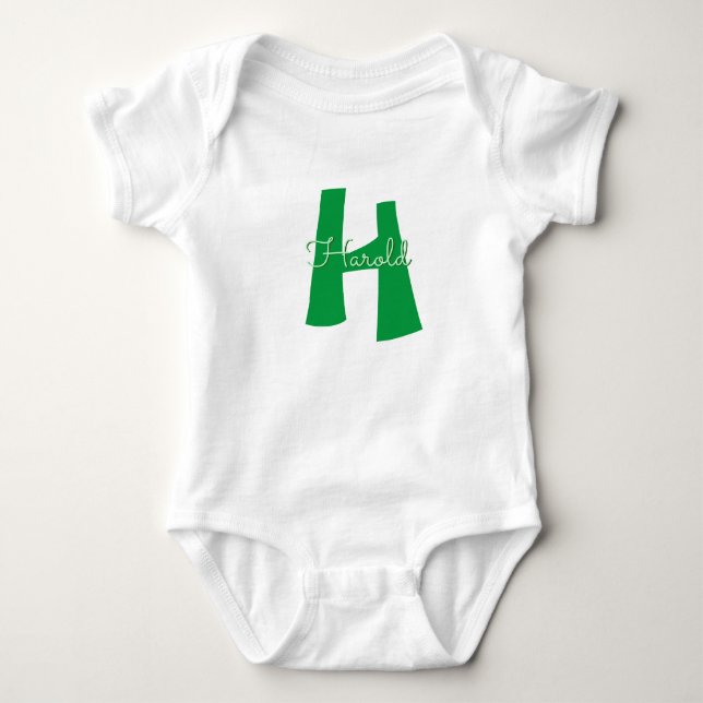 Simple Modern Monogrammed Boy Baby Bodysuit (Front)