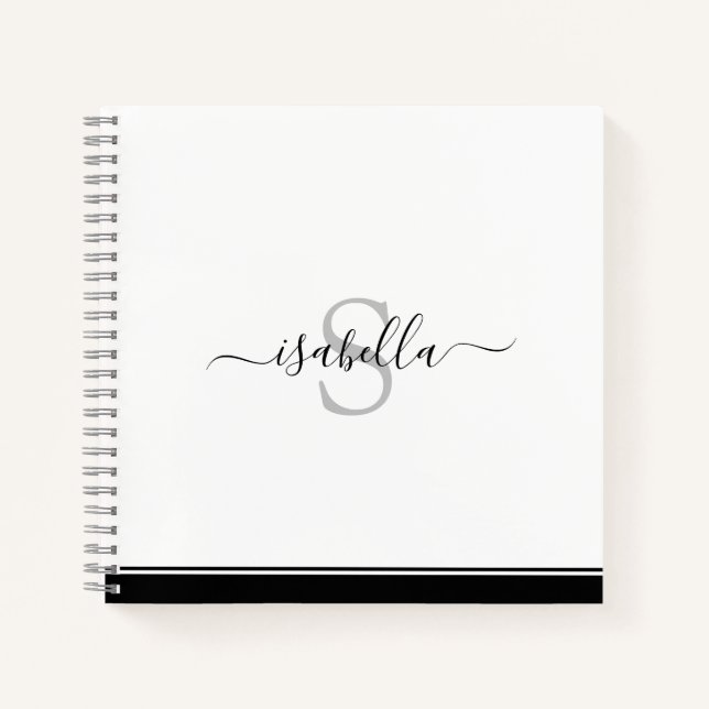 Simple Modern Monogrammed Elegant Notebook (Front)