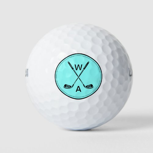 Simple Modern Monogrammed Golf Club Golf Balls