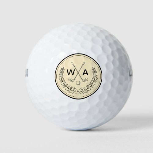 Simple Modern Monogrammed Golf Club Golf Balls