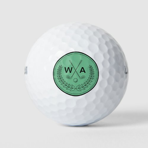 Simple Modern Monogrammed Golf Club Golf Balls