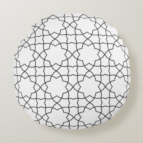 Simple Modern Moroccan Islamic geometric design Round Pillow