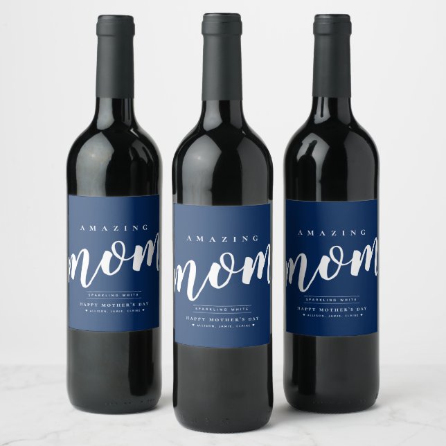 Simple Modern Mother's Day Personalized Wine Label (Bottles)