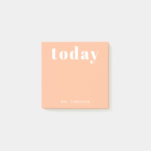 Simple Modern Motivational Personalized Peach Post-it Notes