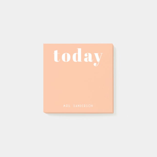 Simple Modern Motivational Personalized Peach Post-it Notes (Front)