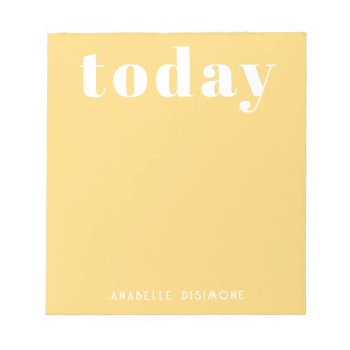 Simple Modern Motivational Personalized  Yellow Notepad