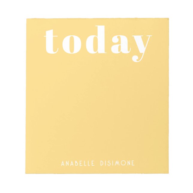 Simple Modern Motivational Personalized  Yellow Notepad (Front)