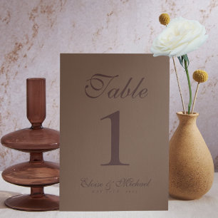 Simple Modern Mousse Brown Wedding Table Number