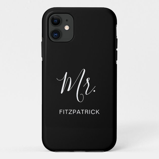 Simple Modern Mr Groom Newlywed Elegant Case-Mate iPhone Case (Back)