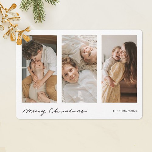 Simple Modern Multi Photo Collage Christmas  Holiday Card