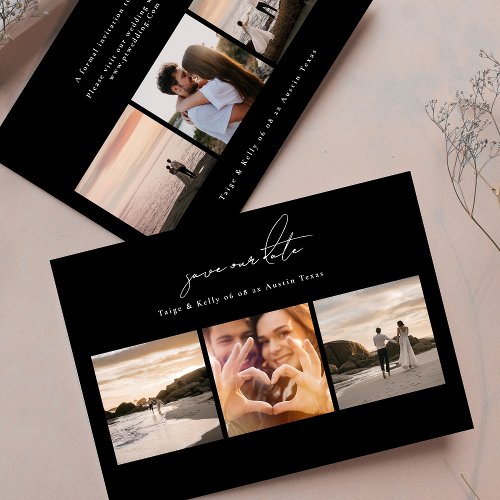 simple modern multi photo collage wedding save the date