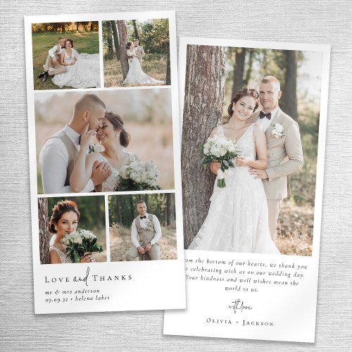 Simple Modern Multi Photo Collage Wedding Thank You Card