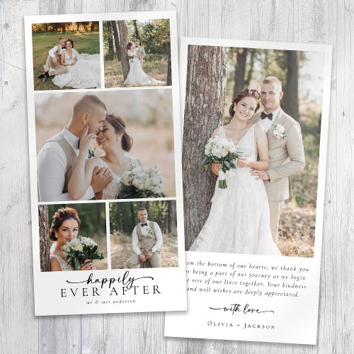 Simple Modern Multi Photo Collage Wedding Thank You Card
