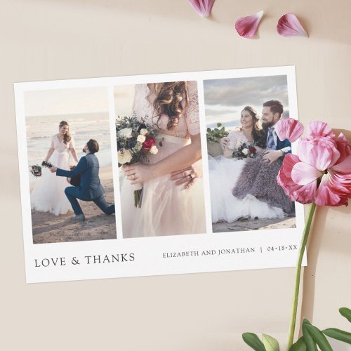 Simple Modern Multi Photo Thank You Wedding Card