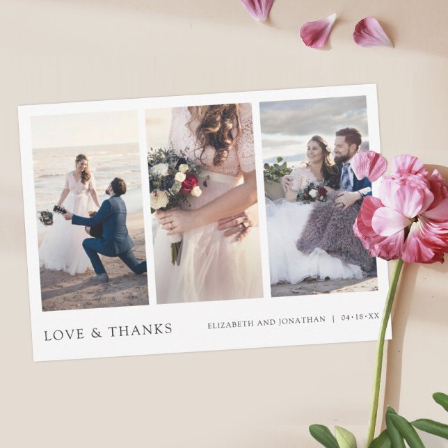 Simple Modern Multi Photo Thank You Wedding Card (Creator Uploaded)