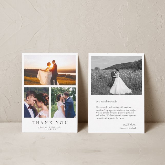 Simple Modern Multi Photo Wedding Thank You Card (Creator Uploaded)