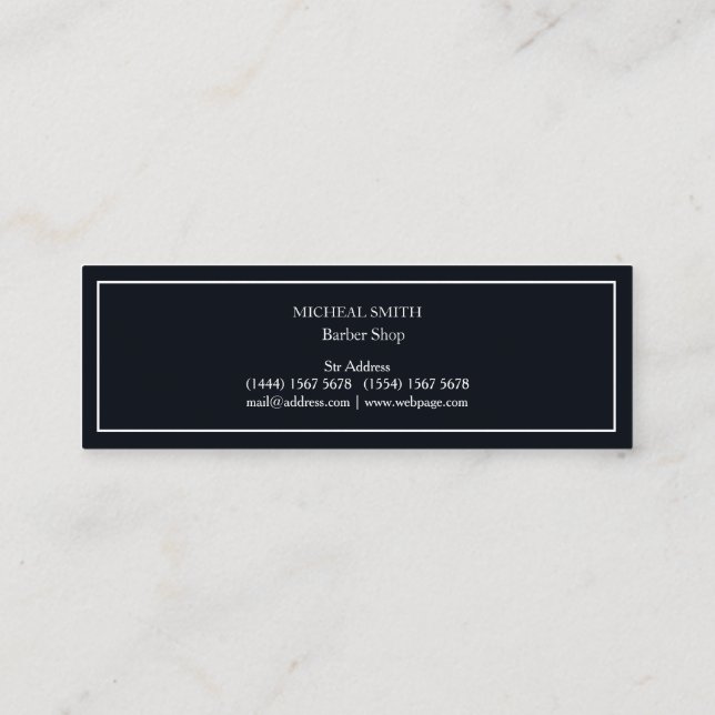 Simple Modern Mustache Barber Shop Mini Business C Card (Back)