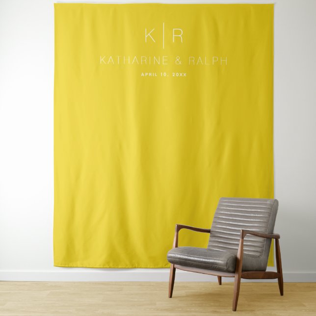Simple Modern Mustard Monogram Wedding Backdrop (In Situ)