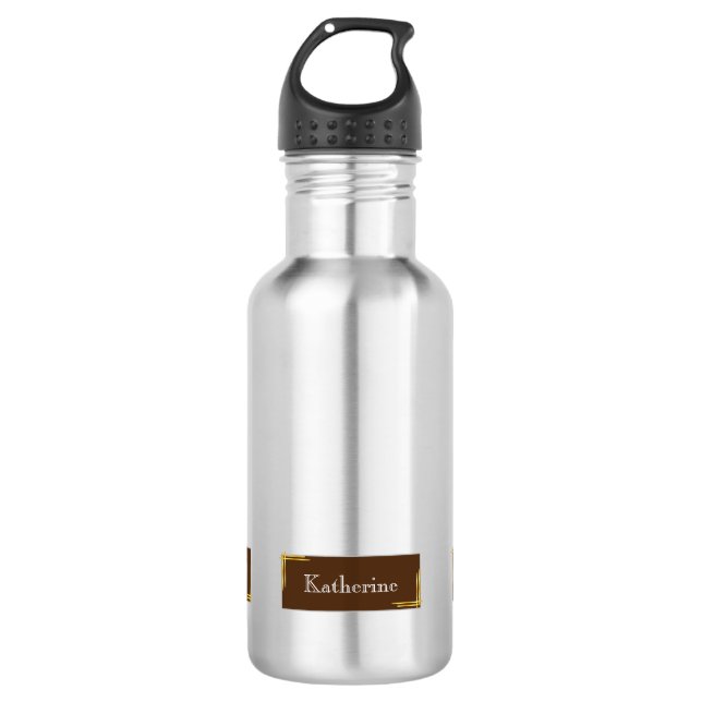 Simple Modern Name Brown Stainless Steel Water Bottle (Front)