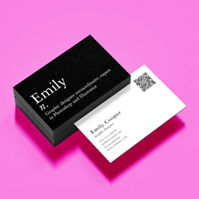 Simple Modern name definition custom QR code Business Card | Zazzle