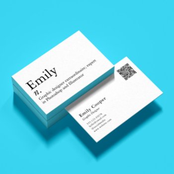 Simple Modern Name Definition Custom Qr Code Business Card by marisuvalencia at Zazzle