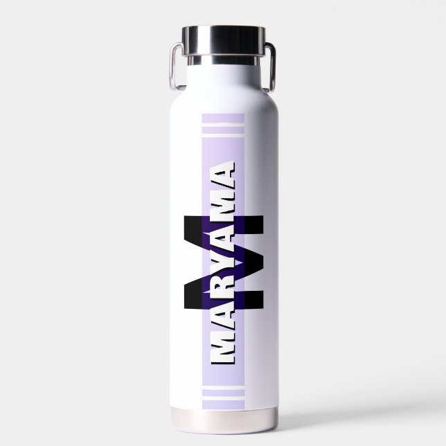 Simple Modern Name & Initial | Custom Monogram Water Bottle (Front)