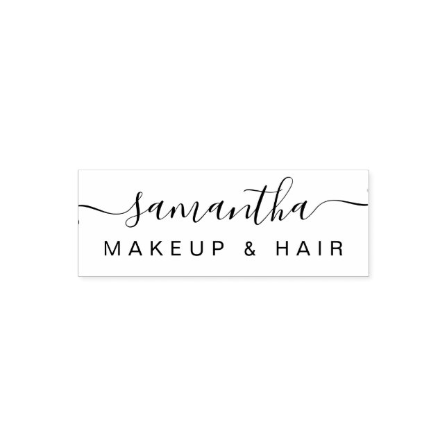 Simple modern name typography hair makeup self-inking stamp (Design)