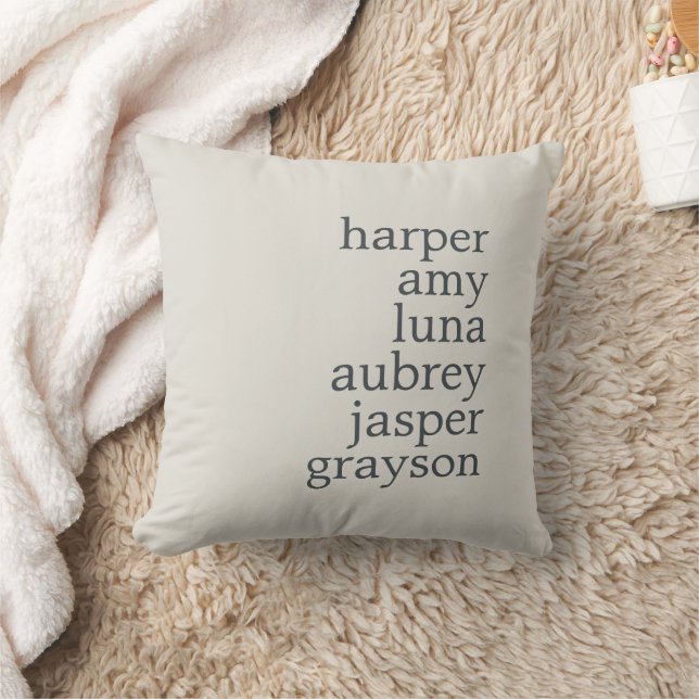 Simple Modern Names Gray Throw Pillow (Blanket)