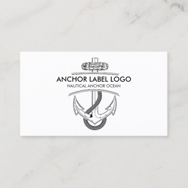 Simple Modern Nautical Anchor Business Card