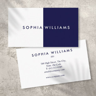 Simple Modern Navy and White Professional Business Card