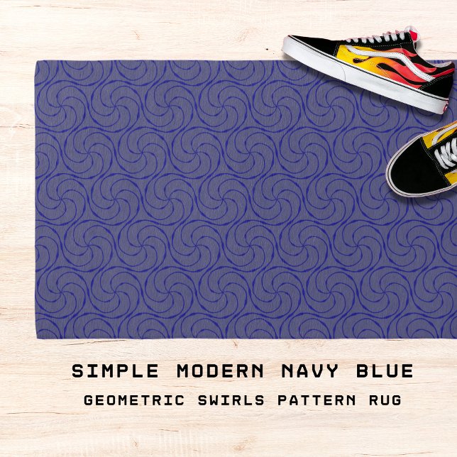 Simple Modern Navy Blue Geometric Swirls Rug (Simple Modern Navy Blue Geometric Swirls Rug For Home or Office)