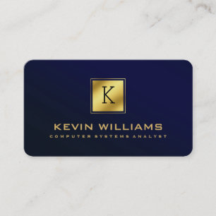 Simple Modern Navy Blue & Gold Geometric Accent   Business Card