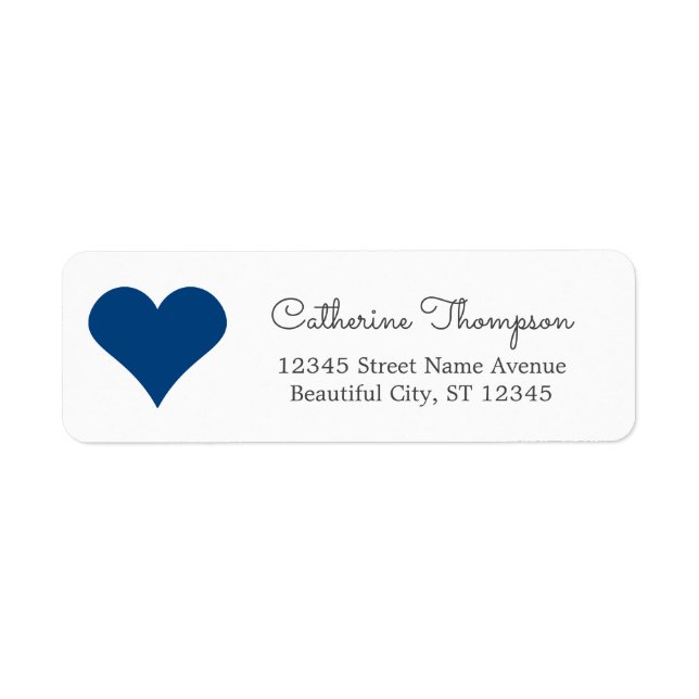 Simple Modern Navy Blue Heart Girly Script Name Label (Front)