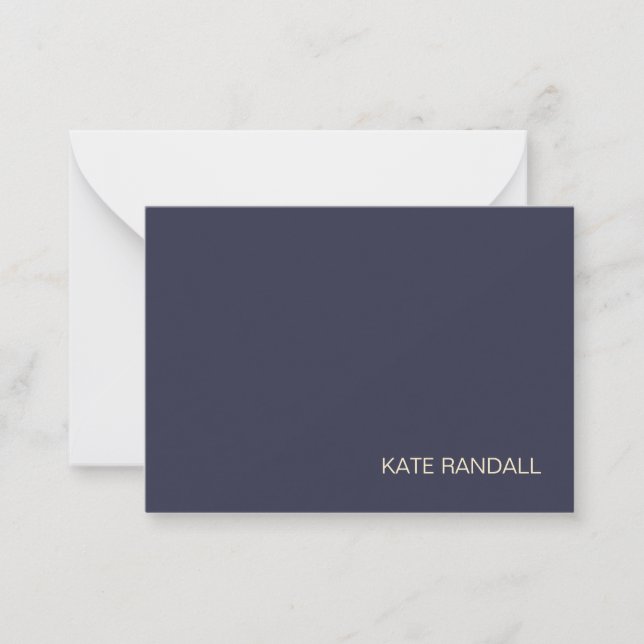 Simple Modern Navy Blue Professional Note Card (Front)
