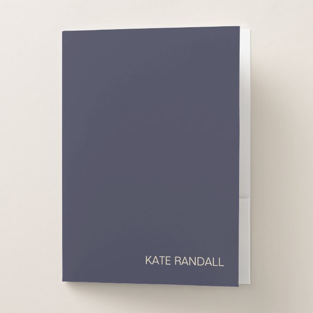 Simple Modern Navy Blue Professional Pocket Folder (Front)