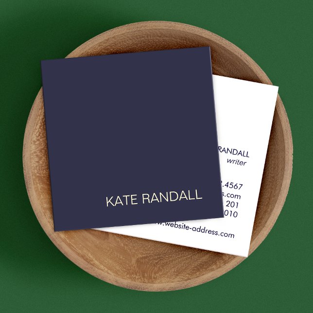 Simple Modern Navy Blue Professional Square Square Business Card (Creator Uploaded)