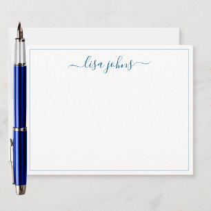Simple Modern Navy Blue Script Professional Flat Note Card