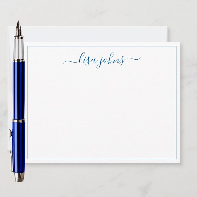 Simple Modern Navy Blue Script Professional Flat  Note Card (Creator Uploaded)