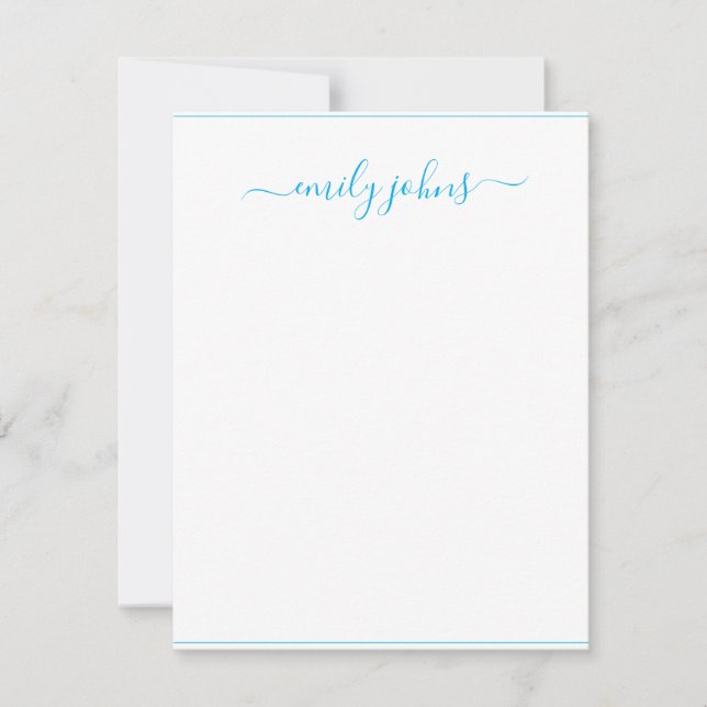 Simple Modern Navy Blue Script Professional  Note Card (Front)