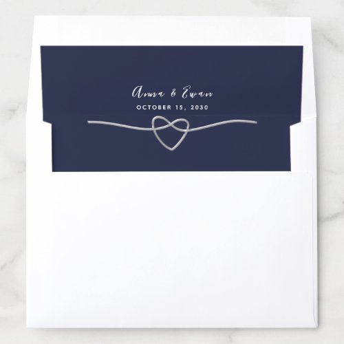 Simple Modern Navy Blue Wedding Envelope Liner