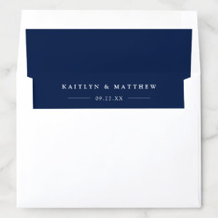 Simple Modern Navy Blue Wedding Envelope Liner