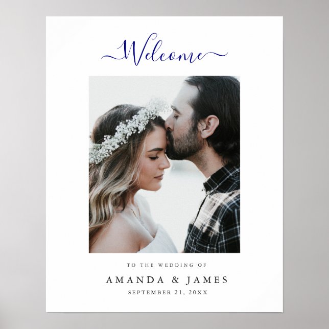 Simple Modern Navy Custom Fall Wedding Welcome Poster (Front)