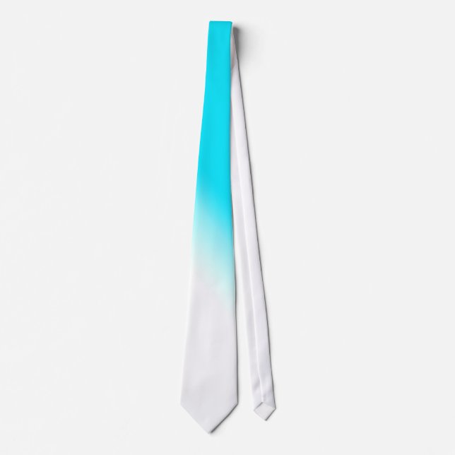 Simple Modern Neon Blue White Abstract Gradient Neck Tie (Front)