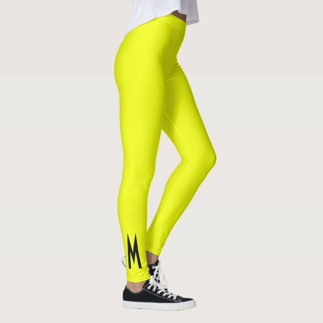 Simple Modern Neon Fluorescent Yellow Leggings (Right)