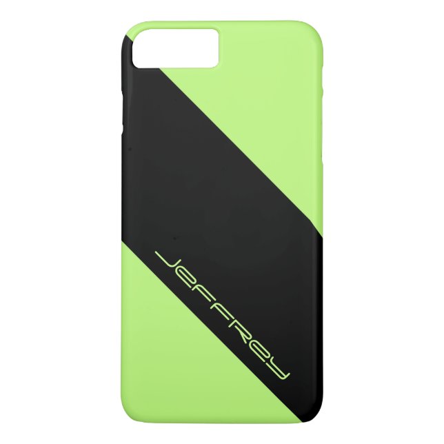 Simple Modern Neon Green Black Minimalist, Name,  Case-Mate iPhone Case (Back)