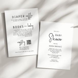 Simple Modern Neutral   All in One Baby Shower Invitation