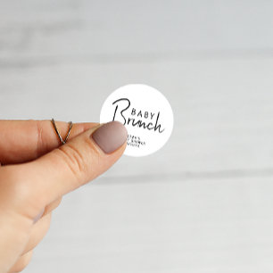 Simple Modern Neutral Baby Brunch Favor Classic Round Sticker