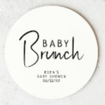 Simple Modern Neutral Baby Brunch Round Paper Coaster<br><div class="desc">Celebrate your little one with our simple modern neutral baby brunch round paper coaster, featuring a minimalist black-and-white design that is modern and pretty. With its clean, boho-inspired aesthetic, the contemporary, gender-neutral vibe is perfect for welcoming a baby boy or girl in any season—whether it's fall, winter, spring, or beyond....</div>