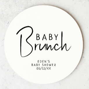 Simple Modern Neutral Baby Brunch Round Paper Coaster
