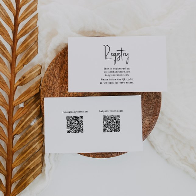 Simple Modern Neutral Baby Registry QR Codes Enclosure Card (Creator Uploaded)